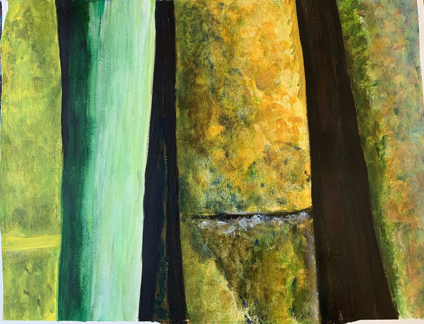 Acrylgemälde „Bambus“ von Beate Schaefer – Bambusstängel in frischen Grüntönen