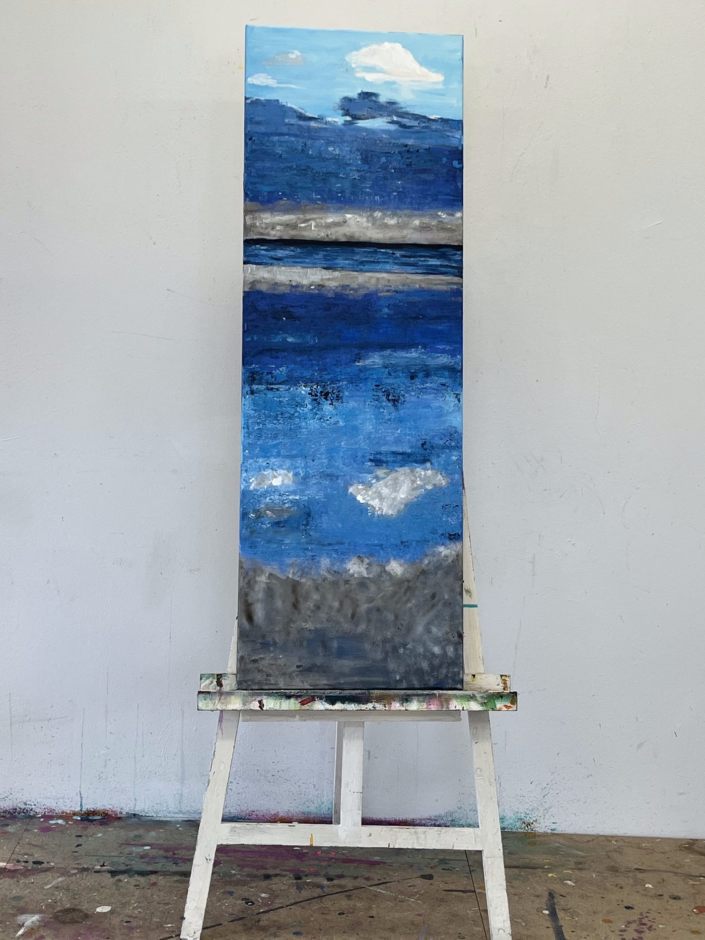 Acrylgemälde „Reflections“ von Beate Schaefer – Darstellung von Lichtreflexen auf dem Wasser